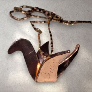 Origami Crane Rose/goldtone Pendant Chain Dainty Charm Necklace